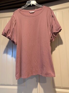 LC Lauren Conrad plus size Mauve Pouf Sleeve Short Sleeve Tee